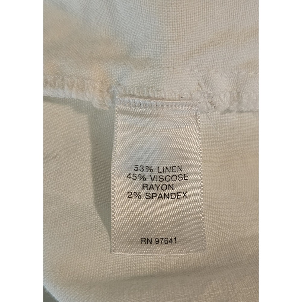 J. Jill Linen Stretch Sailor Buttons Wide Leg Pants Size 14 White Front Seam - Picture 4 of 5